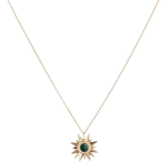 Sunburst Necklace - Malachite - Gold