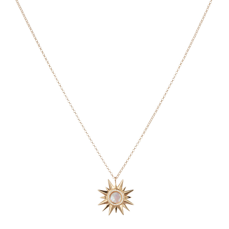 Sunburst Necklace - Pink Mother Of Pearl - Gold