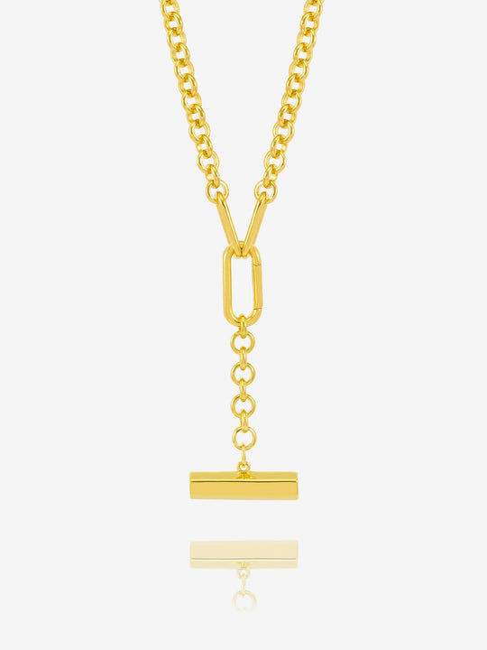 Statement Hardware T-Bar Necklace - Gold - GDN13GP
