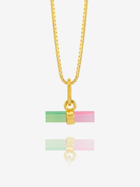 Mini Watermelon T-Bar Necklace - Gold - TBN12WMGP