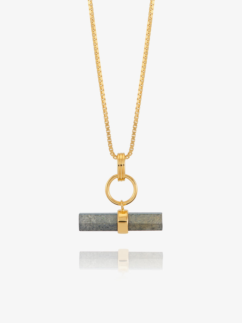 Aventurine Disco T-Bar Necklace - Gold - TBN6BAGP