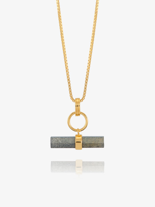 Aventurine Disco T-Bar Necklace - Gold - TBN6BAGP