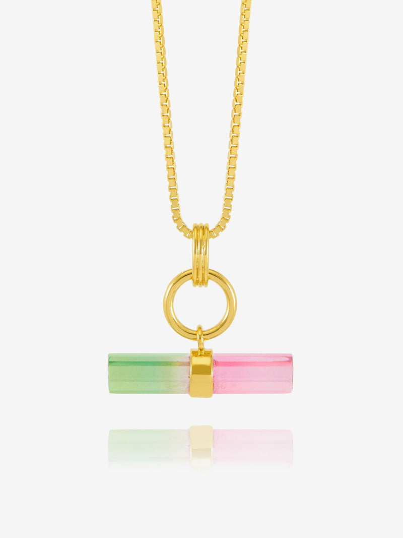 Watermelon T-Bar Necklace - Gold - TBN6WMGP