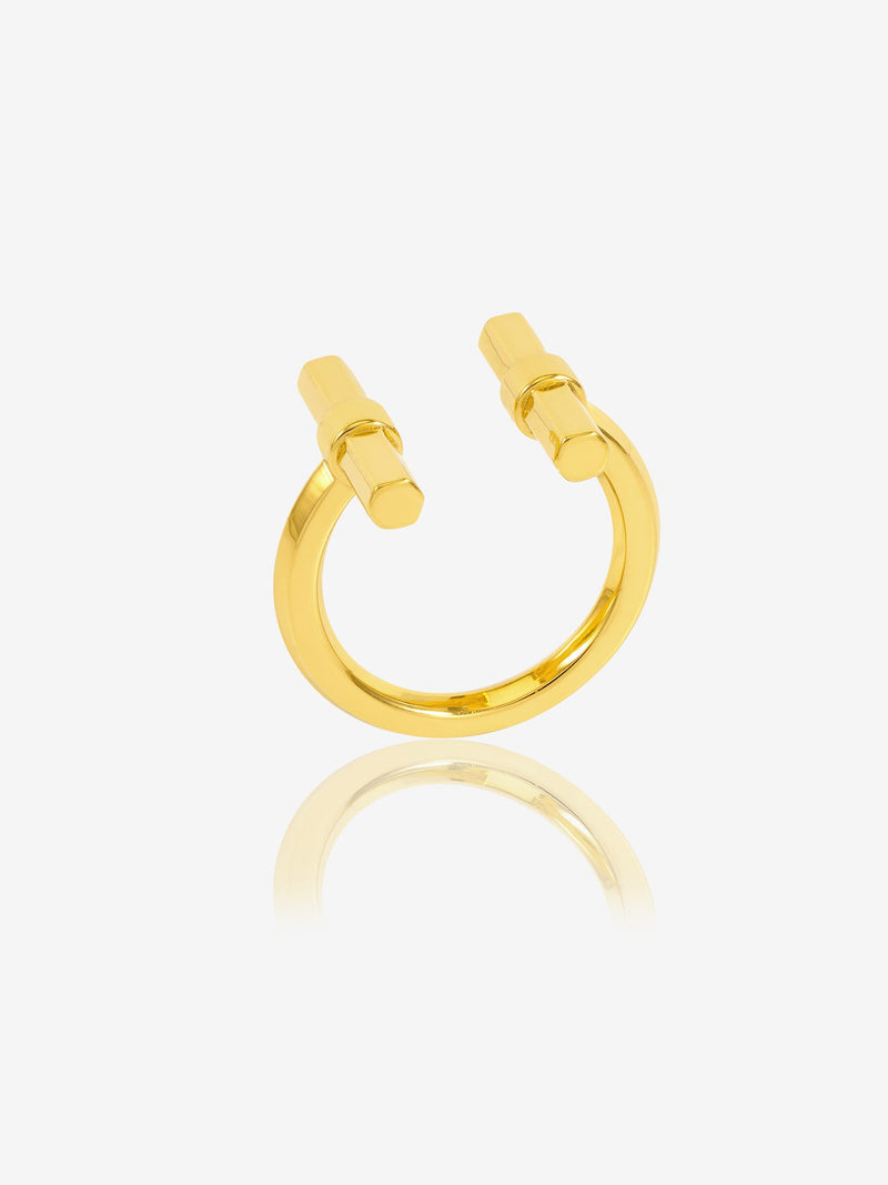 Adjustable Size T-Bar Ring - Gold - TBR3GP