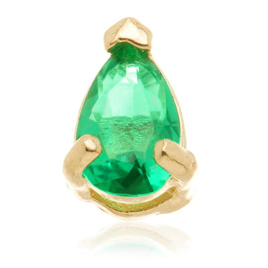 Internal Teardrop Emerald Gem Attachment - 14ct Yellow Gold - TLQ138-Y-EM