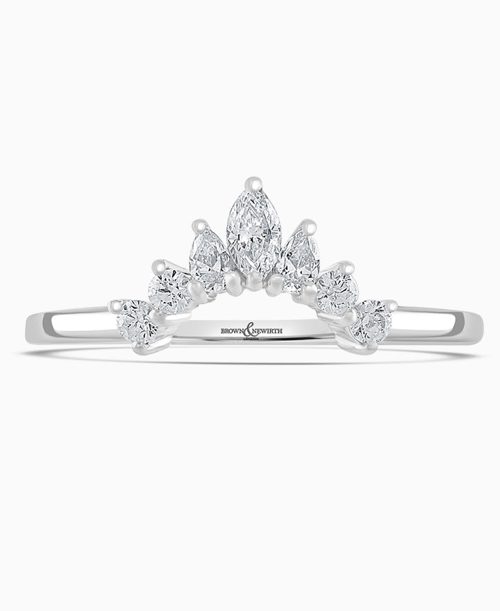 Platinum Shaped Tiara Diamond Wedding Ring - 0.32ct