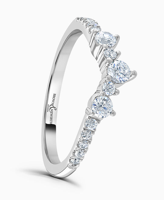 Platinum Shaped Tiara Diamond Wedding Ring - 0.40ct