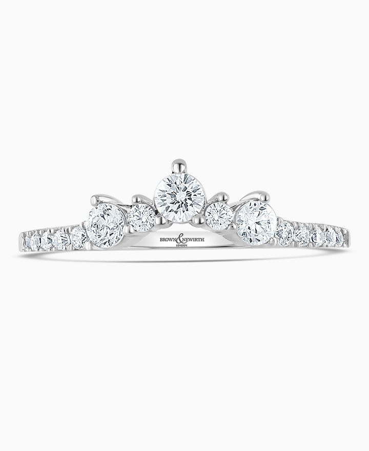 Platinum Shaped Tiara Diamond Wedding Ring - 0.40ct