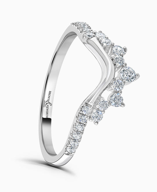 Platinum Shaped Tiara Diamond Wedding Ring - 0.25ct