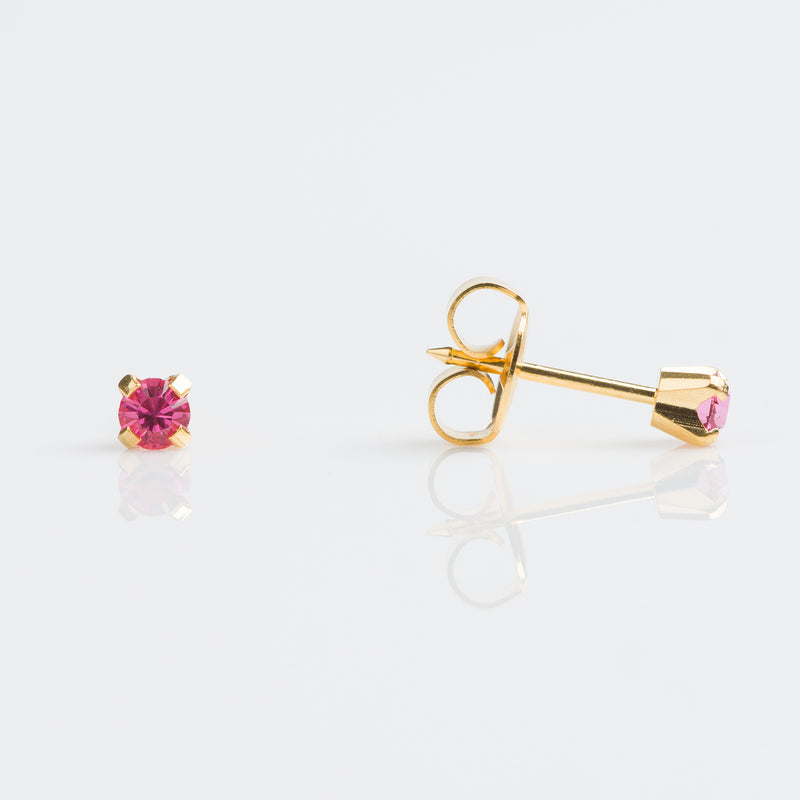 Tiny Tips Pink CZ Stud Earrings - Gold - TT-110