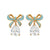 Amelia Bow Stud Earrings, Turquoise/Clear - Gold - AS22TRE53