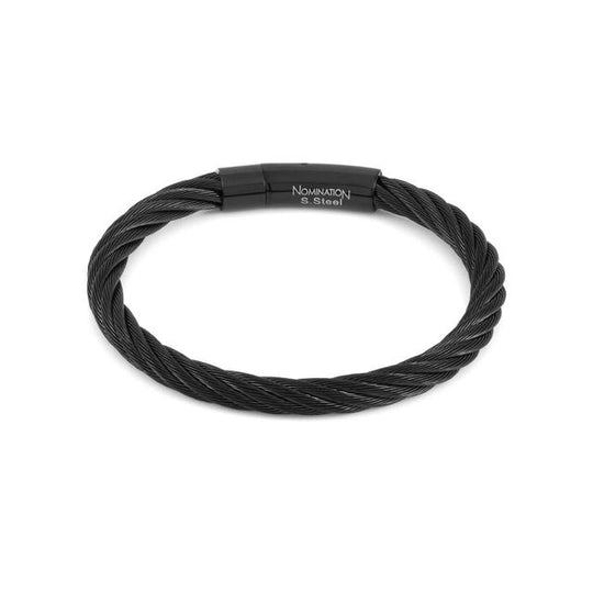 Mens Twisted Metal Cord Bracelet - Black - 028929