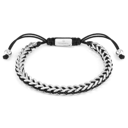 B-Yond Mens Bracelet With Synthetic Cord - Silver - 028937/001