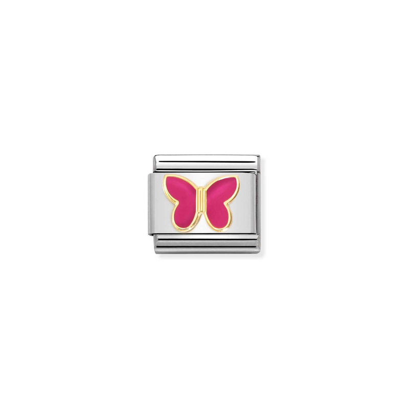 Classic Fuschia Butterfly Link - Gold - 030285/62