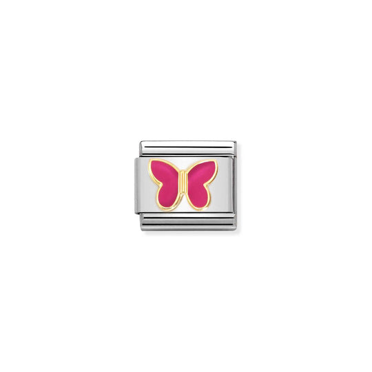 Classic Fuschia Butterfly Link - Gold - 030285/62