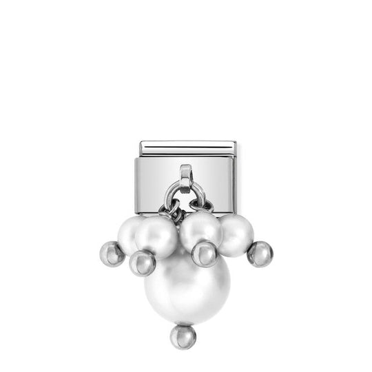 Classic White Pearls Pendant Link - Silver - 030609/01