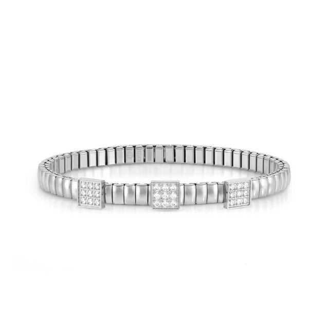 Extension 3 CZ Squares Bracelet - Silver - 046014/056