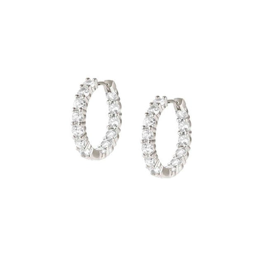 Chic & Charm Joyful CZ Hoop Earrings - Silver - 148635/010