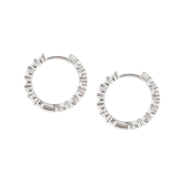 Chic & Charm Joyful CZ Hoop Earrings - Silver - 148635/010
