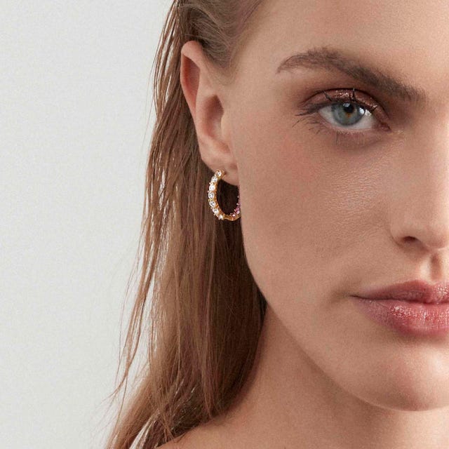 Chic & Charm Joyful CZ Hoop Earrings - Gold - 148635/012