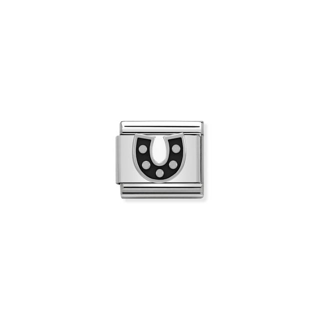 Classic Black Horseshoe Link - Silver - 330202/08