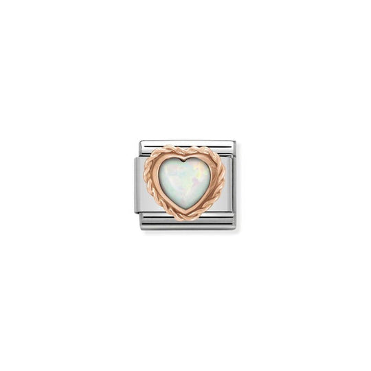 Classic White Opal Heart Link - Rose Gold - 430509/22