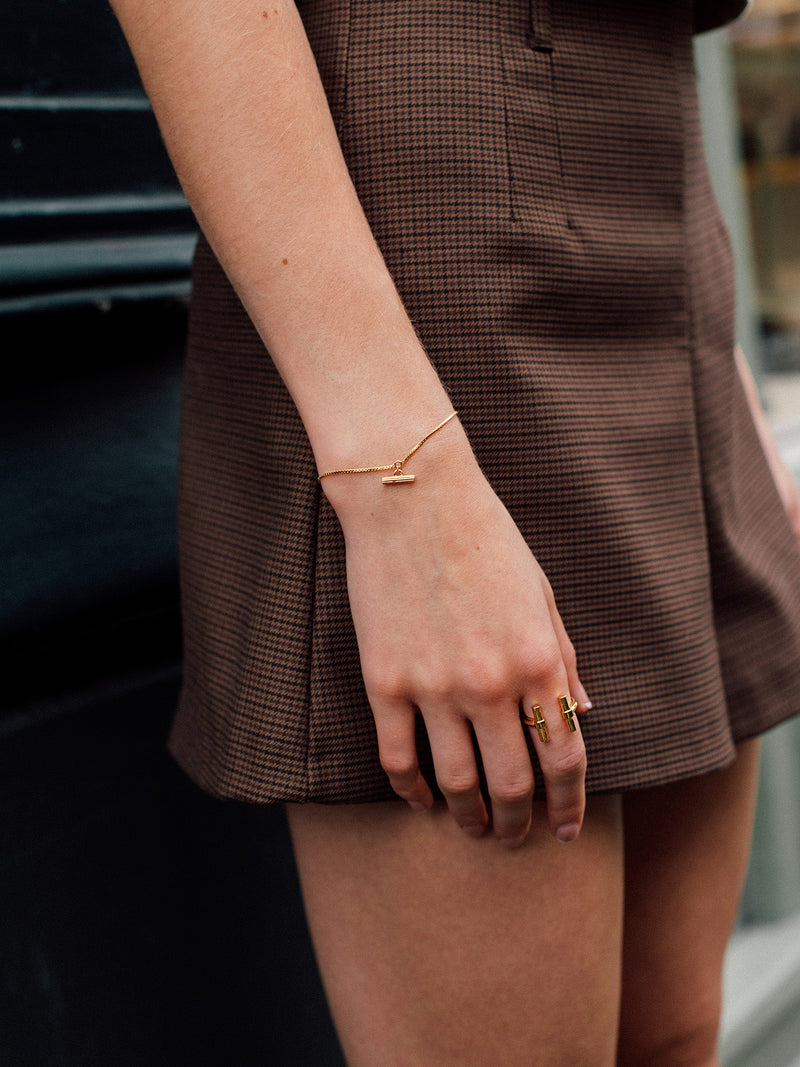 Mini T-Bar Bracelet - Gold - TBB2GP