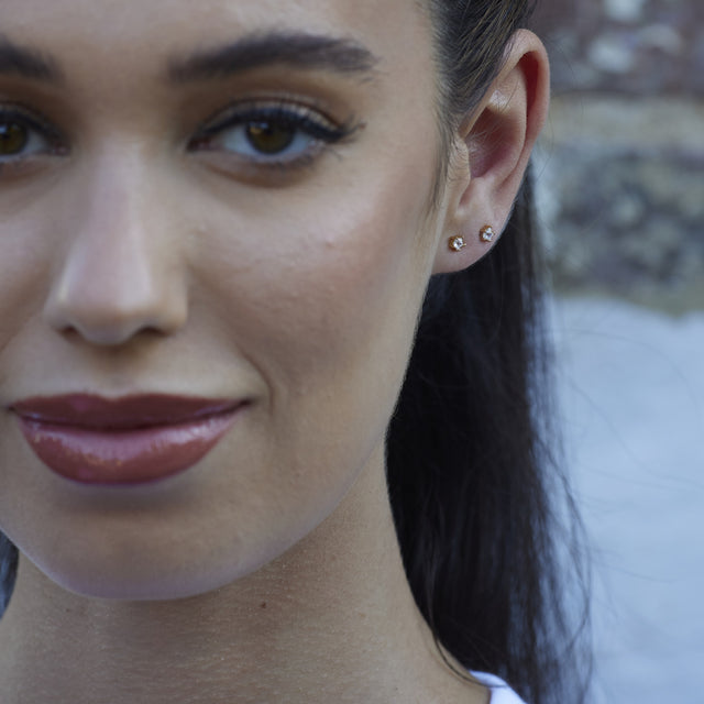 Teeny Sparkling Star Stud Earrings - Silver - SPS-23