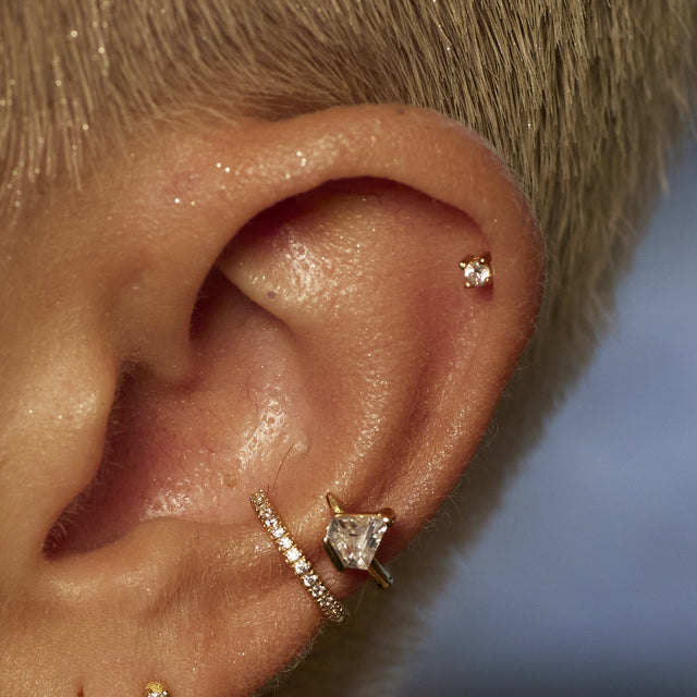 Teeny Tiny Stud Earrings - Gold/CZ - SPESGS142