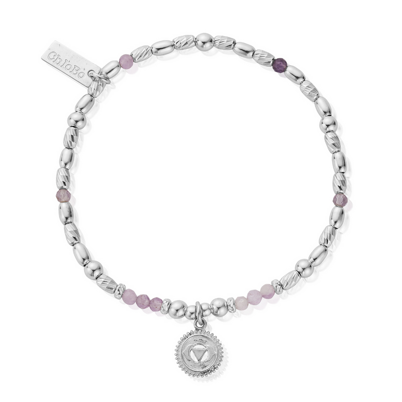 Lavender Amethyst Third Eye Chakra Bracelet - Silver - SBLA683
