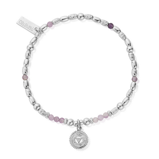 Lavender Amethyst Third Eye Chakra Bracelet - Silver - SBLA683
