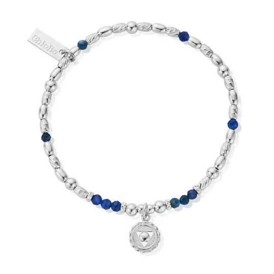 Kyanite Throat Chakra Bracelet - Silver - SBKY682