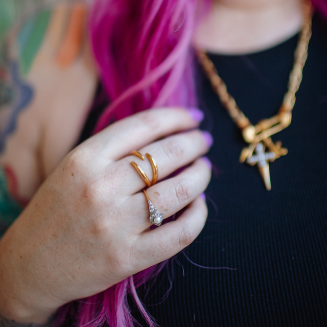 Claw Triple Band Open Ring - Gold - SPG-50