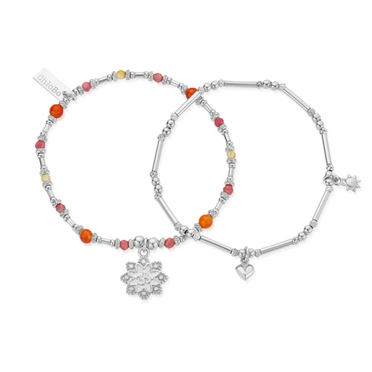 Sunkeeper Set of 2 Bracelets - Silver - SBSETFAMUL