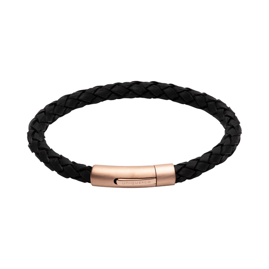 Leather Bracelet - Black/Rose Gold - B440BL