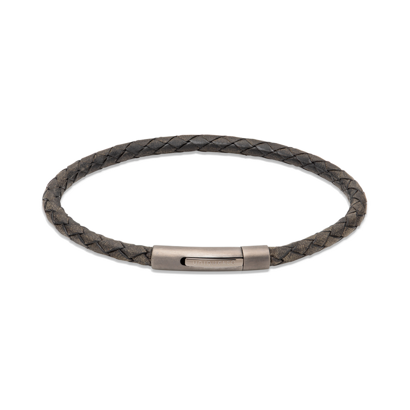 Leather Bracelet - Antique Black/Gunmetal - B503ABL