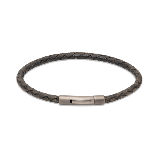 Leather Bracelet - Antique Black/Gunmetal - B503ABL