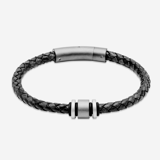 Antique Black Leather Bracelet - B457ABL