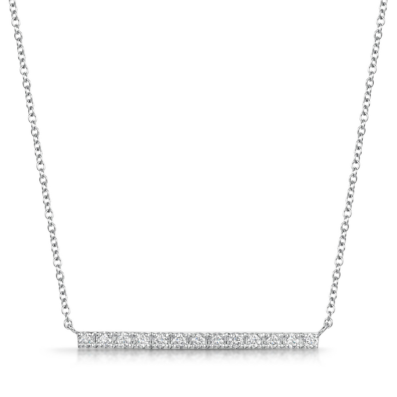 Diamond Bar Pendant Necklace, 0.38ct - 18ct White Gold - BP3RD40-18W