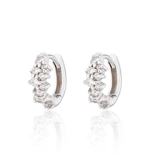 Stardust Huggie Hoop Earrings - Silver - SPS-251