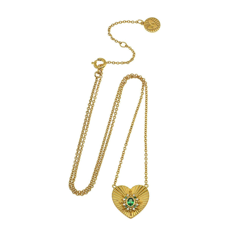 Luna Heart Necklace - Gold/Green - ASSGN