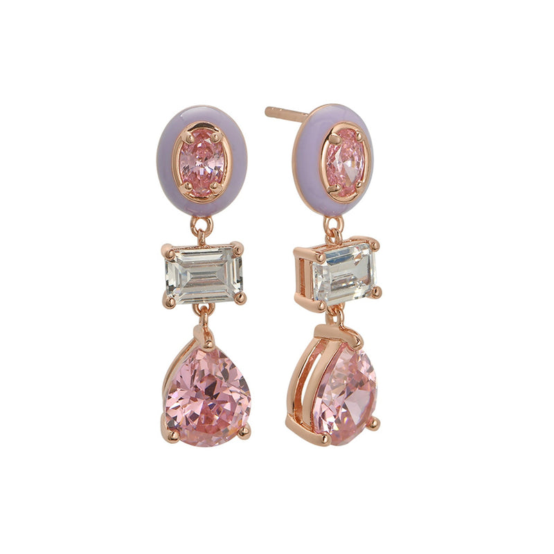 Frida Statement Lilac/Pink Drop Earrings - Rose Gold - AS22TRE16