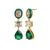 Frida Statement Rose/Emerald Drop Earrings - Gold - AS22TRE17