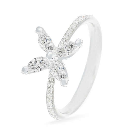 Single Flower Diamond Ring, 0.60ct - 18ct White Gold