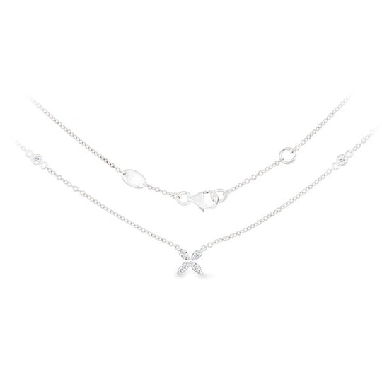 Single Flower Diamond Pendant, 0.33ct - 18ct White Gold