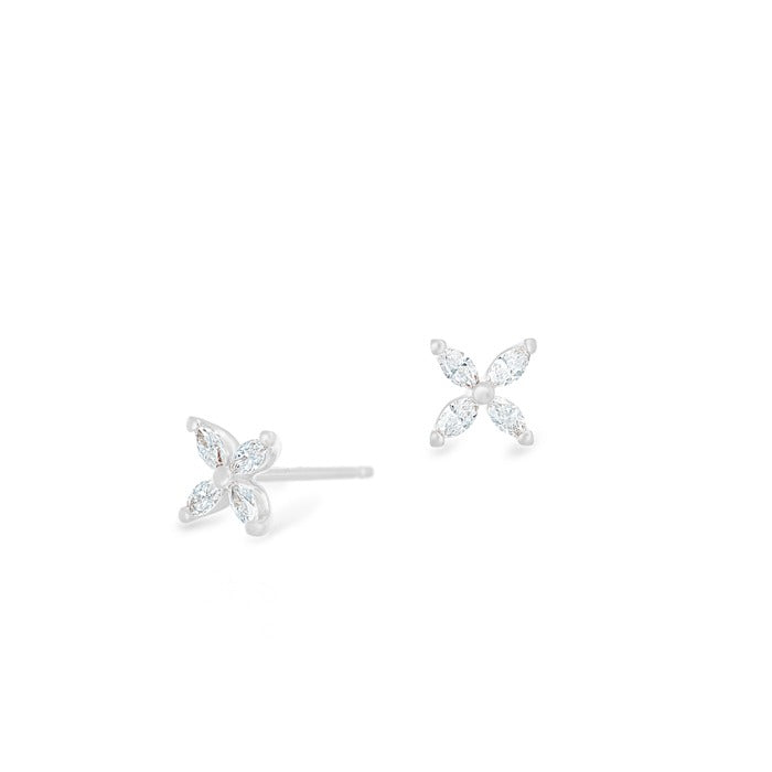 Flower Stud Diamond Earrings, 0.50ct - 18ct White Gold