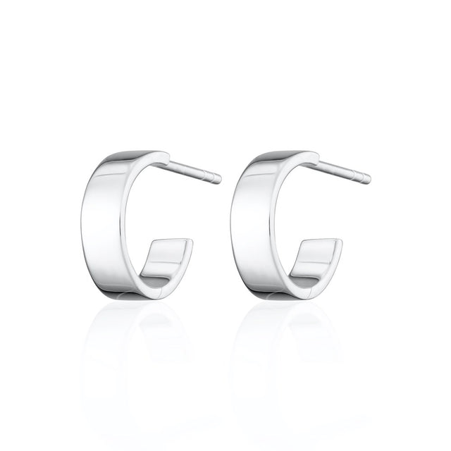 Wide Huggie Hoop Earrings - Silver - SPSESWH