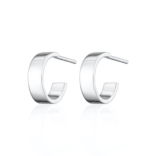Wide Huggie Hoop Earrings - Silver - SPSESWH