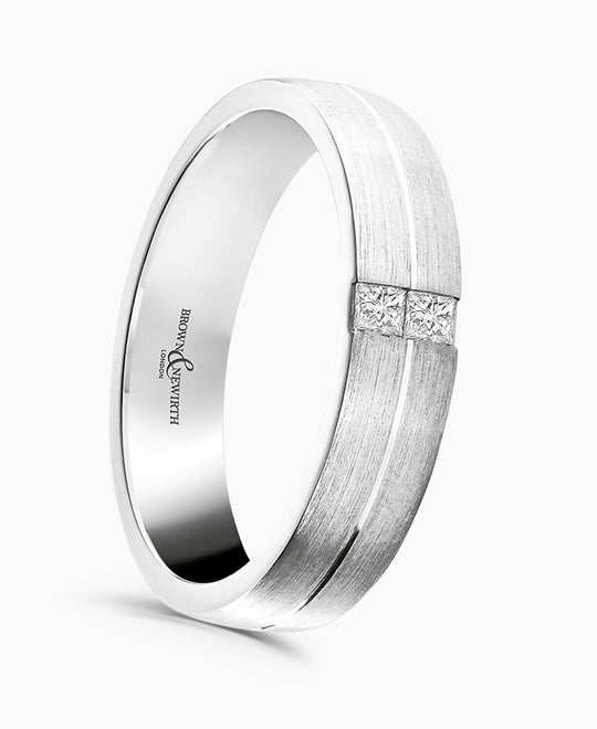Gents Palladium Diamond Wedding Ring