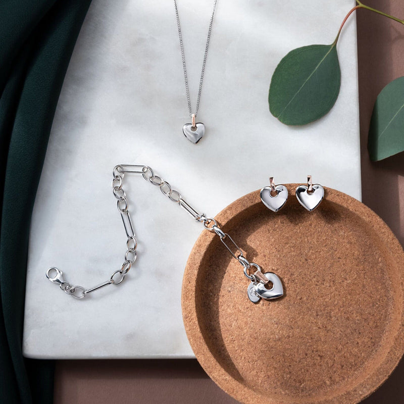 Cariad Heart Bracelet - Silver/Rose - XX3SCBR6